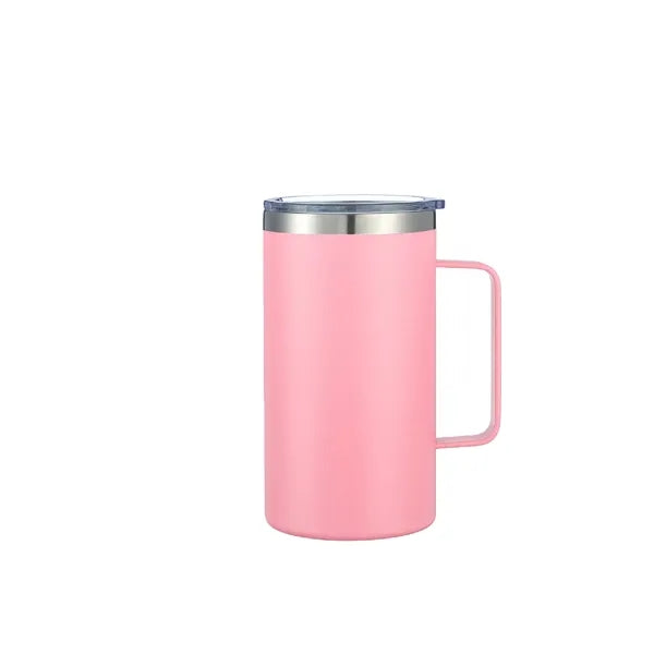 24oz Insulated Travel Mug Stainless Steel Double Wall Handle