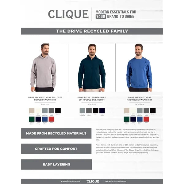 Clique Drive Recycled Unisex Crewneck Sweatshirt