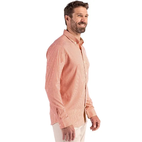 Cutter & Buck Skyline Recycled Gingham Mens Long Sleeve B...