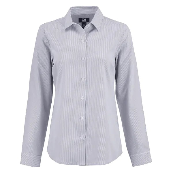 Cutter & Buck Skyline Recycled Pinstripe Womens Long Slee...