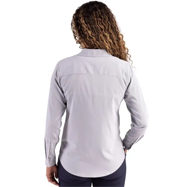 Cutter & Buck Skyline Recycled Pinstripe Womens Long Slee...