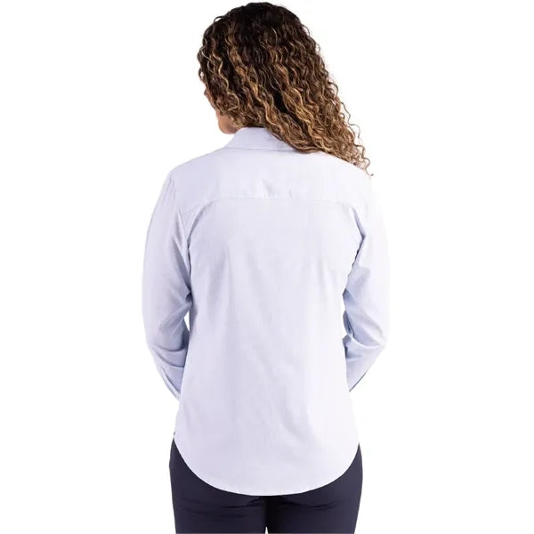 Cutter & Buck Skyline Recycled Pinstripe Womens Long Slee...