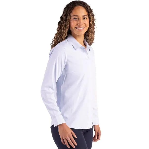 Cutter & Buck Skyline Recycled Pinstripe Womens Long Slee...