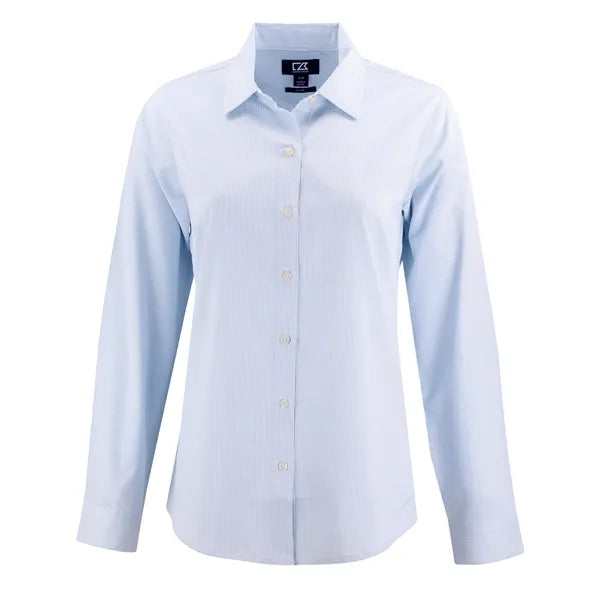 Cutter & Buck Skyline Recycled Pinstripe Womens Long Slee...