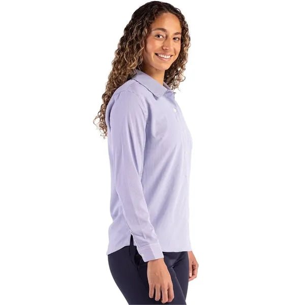 Cutter & Buck Skyline Recycled Pinstripe Womens Long Slee...
