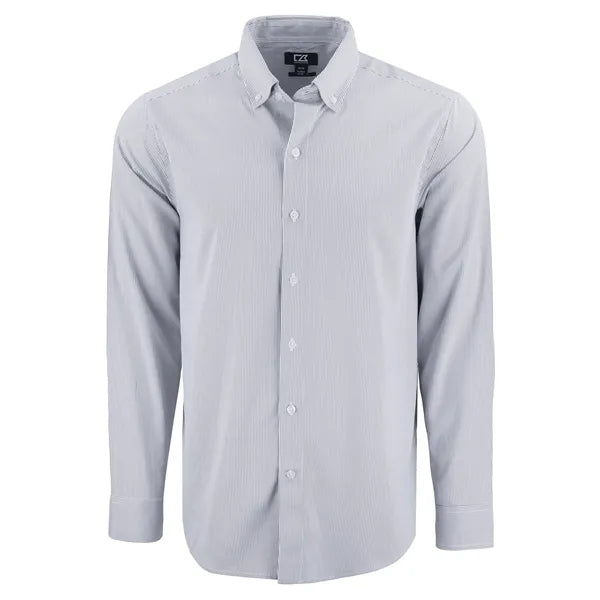 Cutter & Buck Skyline Recycled Pinstripe Mens Long Sleeve...