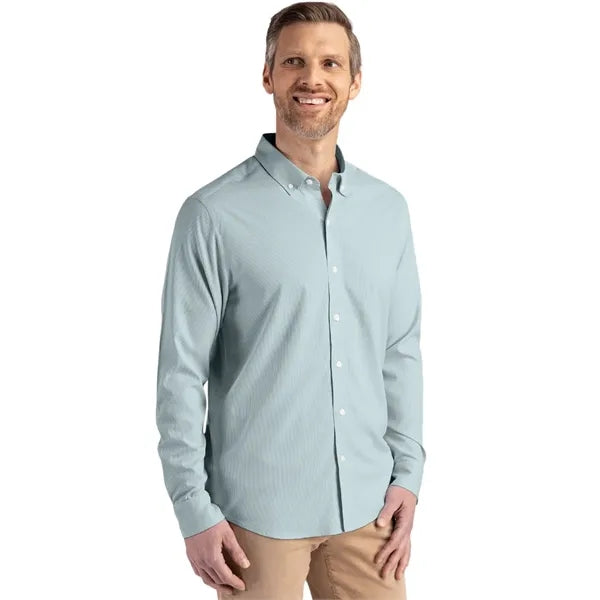 Cutter & Buck Skyline Recycled Pinstripe Mens Long Sleeve...