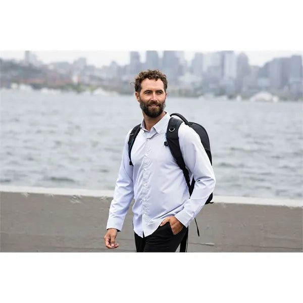 Cutter & Buck Skyline Recycled Pinstripe Mens Long Sleeve...