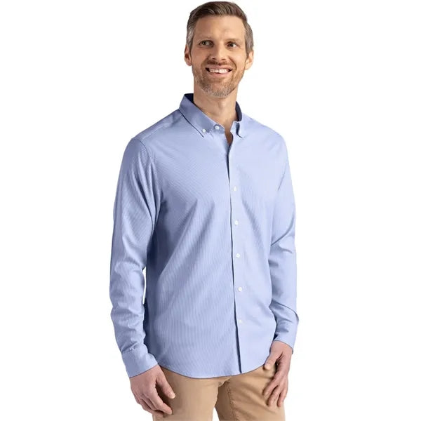 Cutter & Buck Skyline Recycled Pinstripe Mens Long Sleeve...