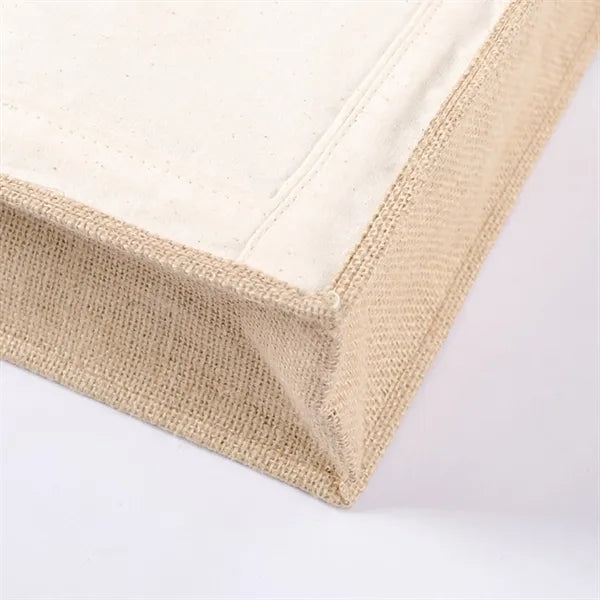 Large Grocery Jute Tote Bag With Front Pocket