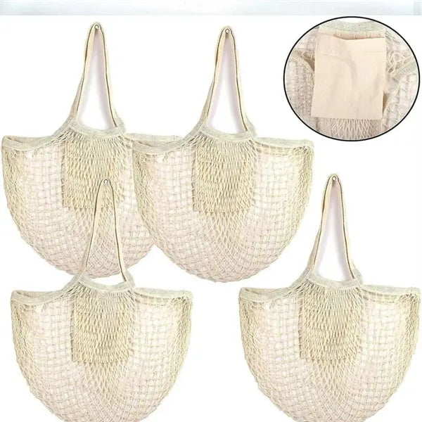 Collapsible Cotton Mesh Tote With Front Pocket