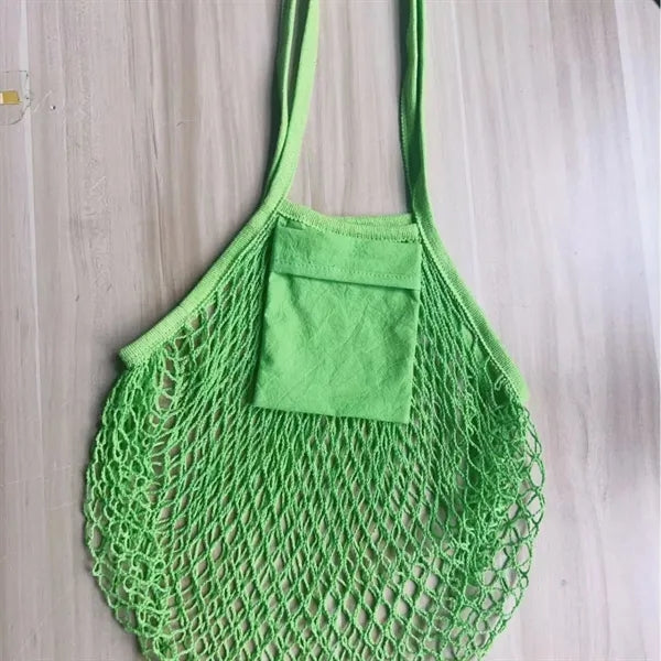 Collapsible Cotton Mesh Tote With Front Pocket