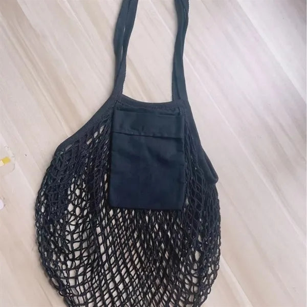 Collapsible Cotton Mesh Tote With Front Pocket