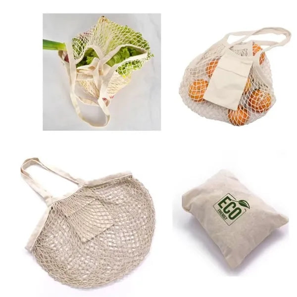 Collapsible Cotton Mesh Tote With Front Pocket