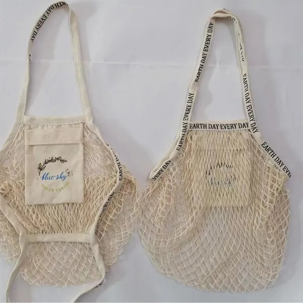 Collapsible Cotton Mesh Tote With Front Pocket