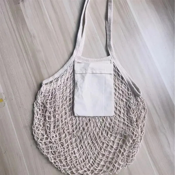Collapsible Cotton Mesh Tote With Front Pocket