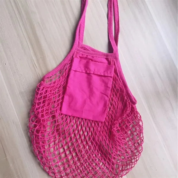 Collapsible Cotton Mesh Tote With Front Pocket