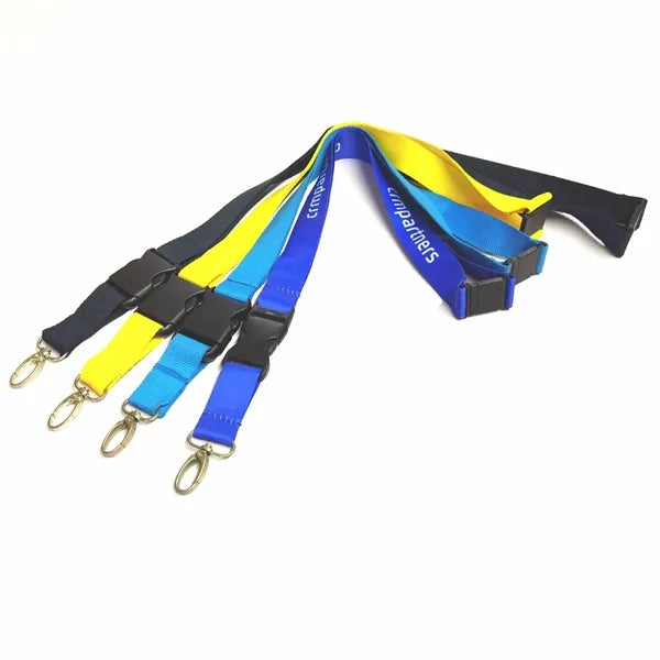1" Polyester Lanyard With Slide Buckle & Oval Clip