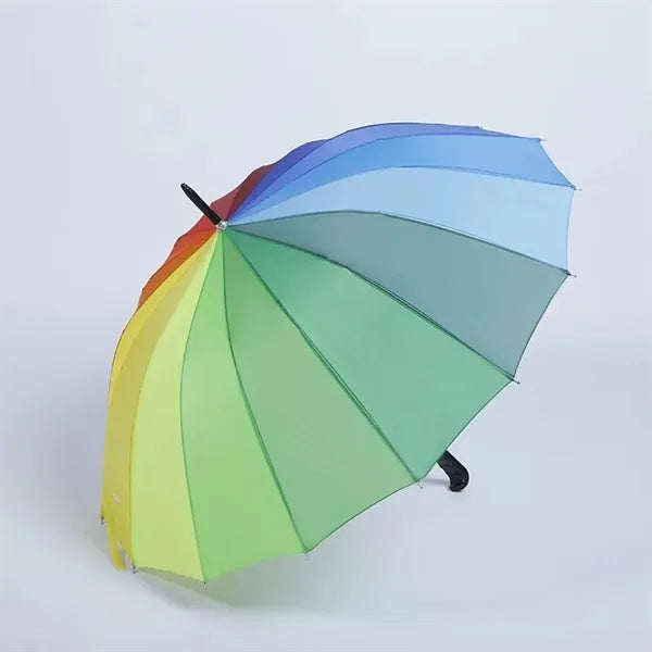 16-Panel Rainbow Golf Umbrella With Steel Frame