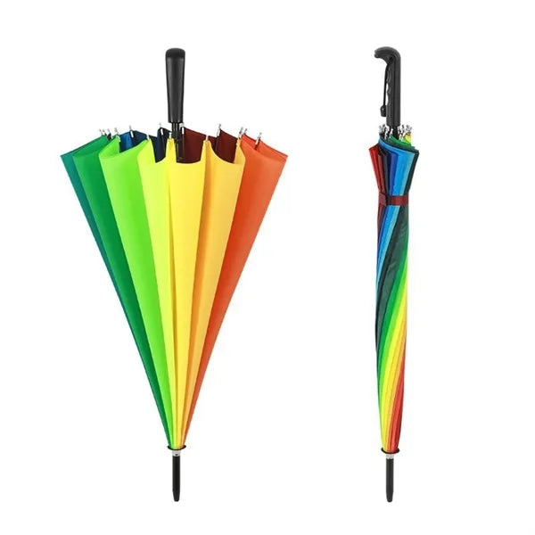 16-Panel Rainbow Golf Umbrella With Steel Frame