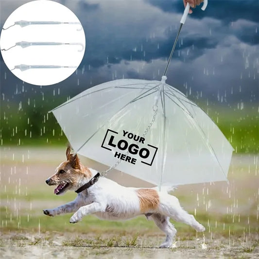 Transparent Dog Umbrella With Leash And Long Handle