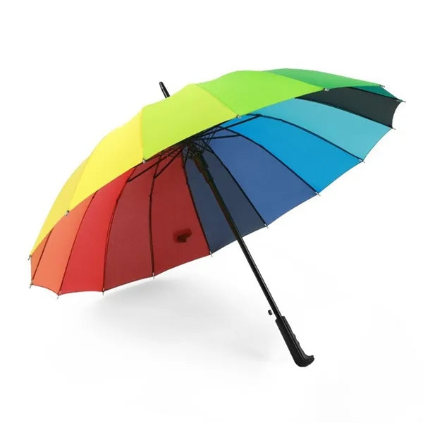 16-Panel Rainbow Golf Umbrella With Steel Frame