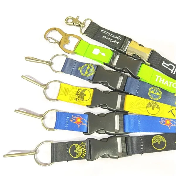 1" Polyester Lanyard With Slide Buckle & Oval Clip