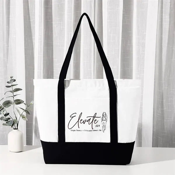 10 Oz. Cotton Canvas Boat Tote Bag With Front Pocket