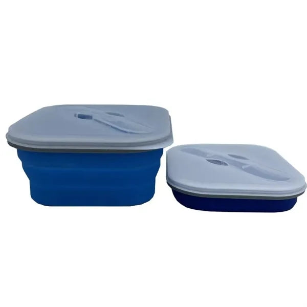 Collapsible Silicone Lunch Box With Utensil Set