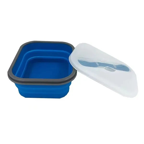 Collapsible Silicone Lunch Box With Utensil Set