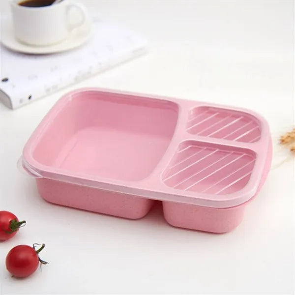 3-Compartment Wheat Straw Bento Lunch Box