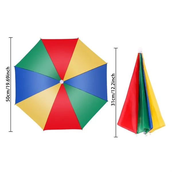 Colorful Hands-Free Rainbow Umbrella Hat
