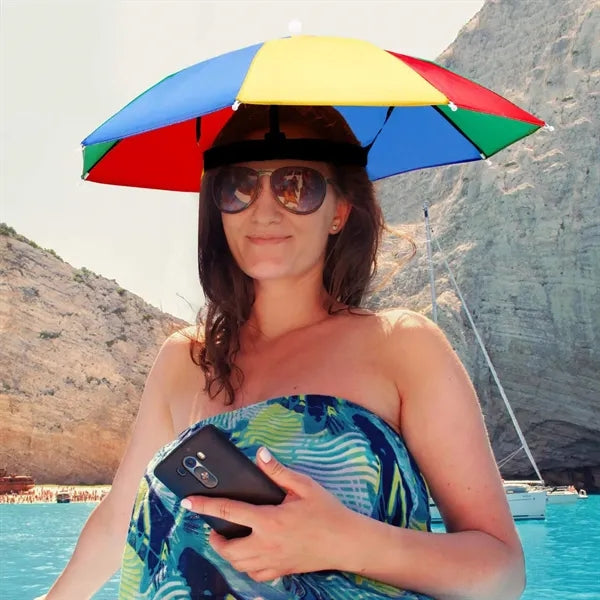 Colorful Hands-Free Rainbow Umbrella Hat
