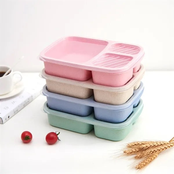 3-Compartment Wheat Straw Bento Lunch Box
