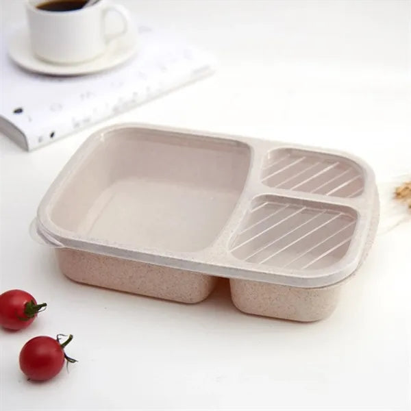 3-Compartment Wheat Straw Bento Lunch Box
