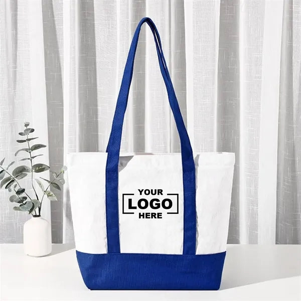 10 Oz. Cotton Canvas Boat Tote Bag With Front Pocket