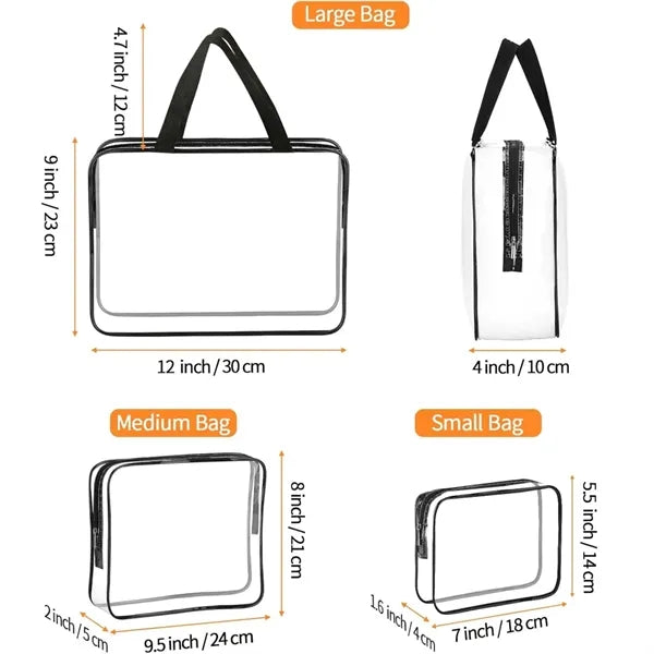 3 Pieces Large Clear Travel Bags for Toiletries