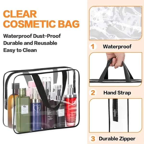 3 Pieces Large Clear Travel Bags for Toiletries