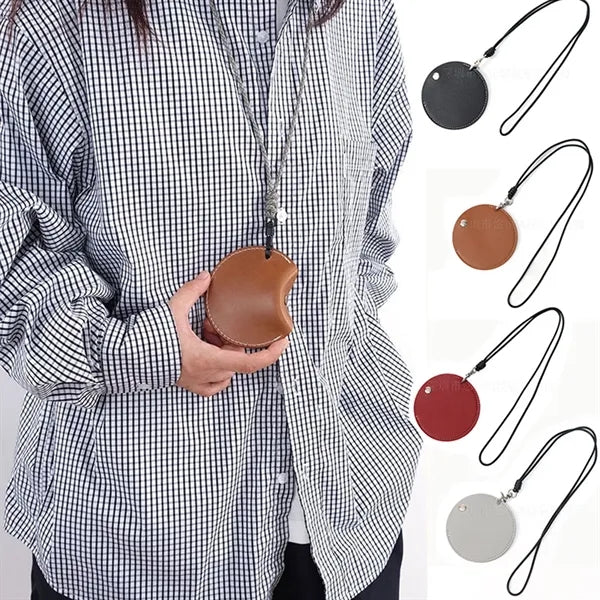 PU Leather Neck Strap Earphone Pouch