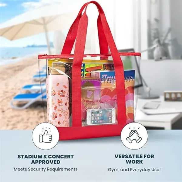PVC Fashion Clear Shopping Bag With Zipper Closure