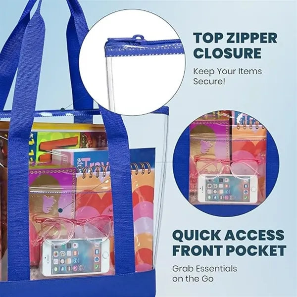 PVC Fashion Clear Shopping Bag With Zipper Closure