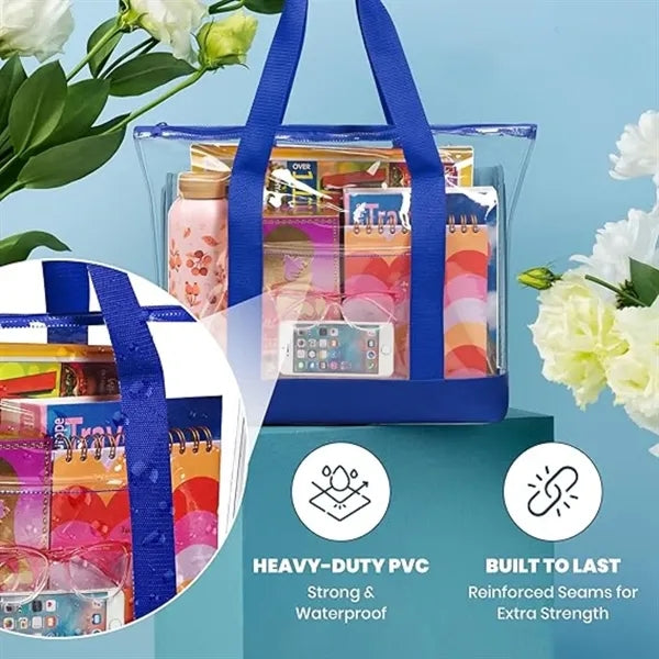 PVC Fashion Clear Shopping Bag With Zipper Closure