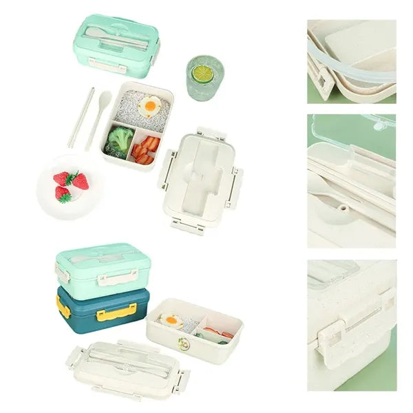 Wheat Straw Lunch Box Set With Tableware
