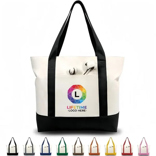 Custome Stylish Durable Canvas Tote Bag with External Pocket