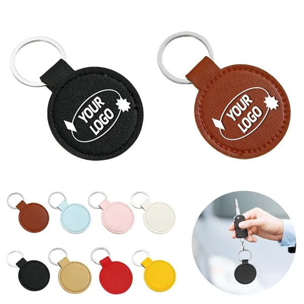 Round Leather Keychain Holder