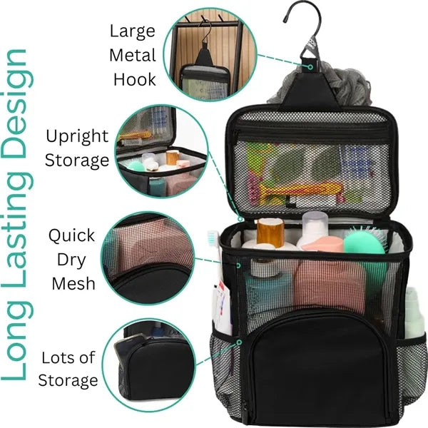 Portable Hanging Mesh Shower Bag with Hook
