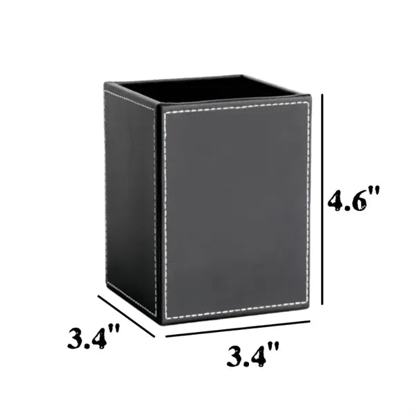 PU leather square pen holder organizer with waterproof featu