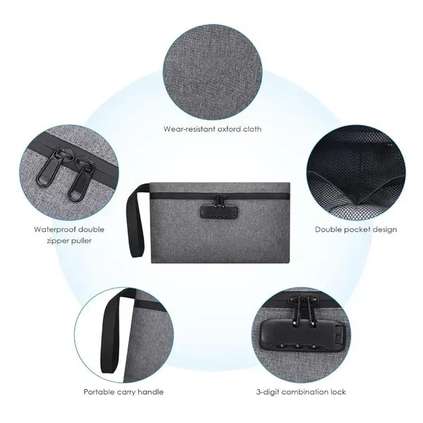 Waterproof Deposit Money Bag Zipper Valuables Pouch