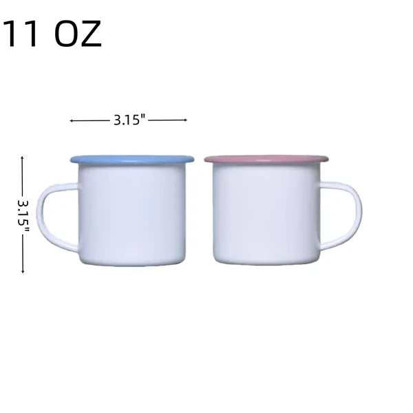 11 oz Enamel Campfire Mug Colored Rim Cup For Coffee Tea