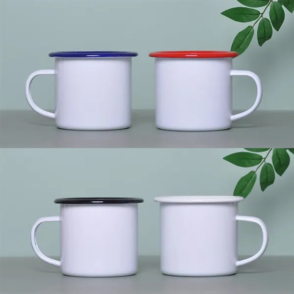11 oz Enamel Campfire Mug Colored Rim Cup For Coffee Tea